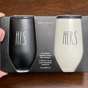 RAE DUNN his and hers insulated wine glasses